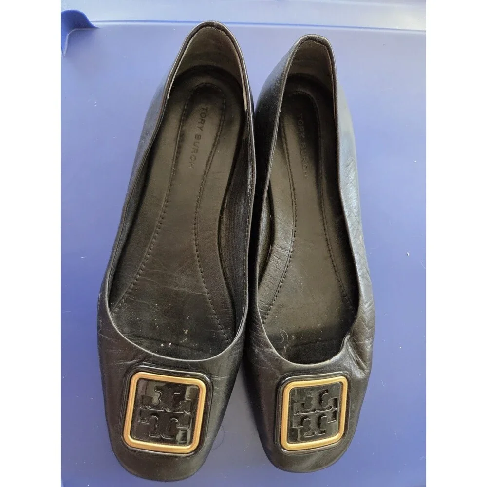 Tory‎ Burch Soft Leather GEORGIA BALLET FLATS In Black  Sz 7M